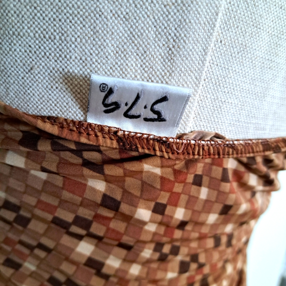 Vintage Brown and tan checkered halter top - Picture 6 of 6